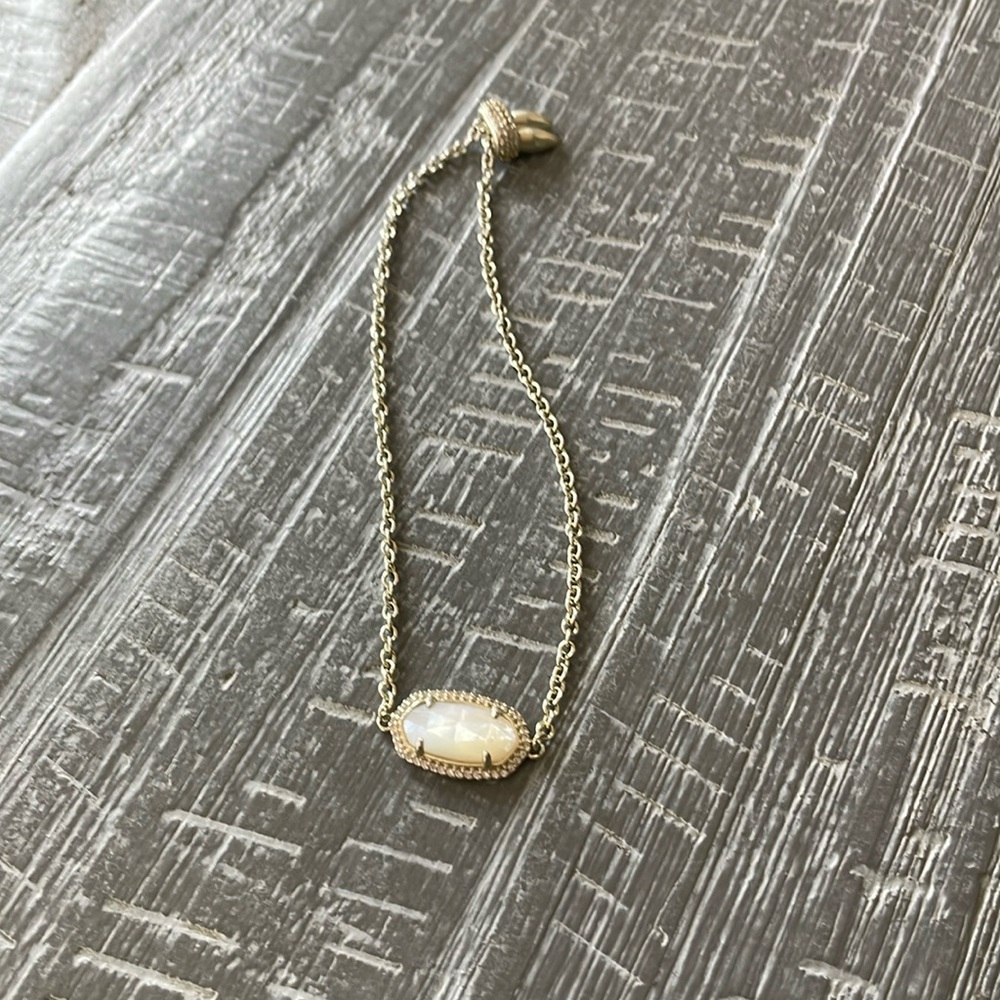 Kendra Scott Elaina Adjustable Gold Chain Bracelet In Ivory Pearl